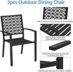 Yaheetech Outdoor Patio Dining Chairs Set of 2 with Armrests and Metal Frame, Heavy-Duty Metal Black Outdoor Chairs Stackable for Garden, Lawn and Yard - Image 7