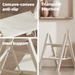 HillhutApex 2 Step Ladder, Lightweight Portable 2 Step Stool with Anti-Slip Wide Pedal, 330lbs Capacity Aluminum Ladder for Household,Office,Library(White) - Image 8