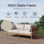 Acanva Modern Outdoor Patio Furniture Set, All-Weather Aluminium Conversation Sectional Sofa with Thick Cushions for Backyard, Garden, Porch, Couch, Beige - Image 11