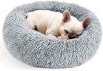 Hoewina Dog & Cat Bed for Indoor Cats, 20in Calming Donut Bed for Puppy and Kitten, Washable Round Fluffy Pet Bed for Small Medium Dogs and Cats (Light Grey) - Image 2