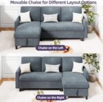 Shintenchi Sofa Couch, Pullout Sofa Bed,2 in 1 Pull Out Couch Bed with Storage Chaise for Living Room,Sleeper Sofa Couches Linen Sectional Sofa - Image 7