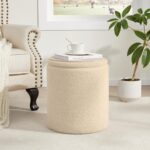 Boucle Round Ottoman with Storage Set of 2,Small Foot Stool Ottoman for Living Room, Small Coffee Table,Vanity Stool with Storage for Bedroom, Beige - Image 4