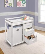Badger Basket Modern Baby Changing Table - Portable Diaper Station with 3 Drawers Pad & Hamper - Storage Organizer for Baby Clothes, Diapers & Toys - Fresh White/White (34.25 x 20.75 x 34.5) - Image 4