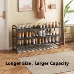 Shoe Rack 3 Tier Long Storage Organizer Wide Metal Shoe Shelf for Closet Entryway Black - Image 5