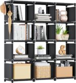 Mavivegue Book Shelf, 12 Cube Storage Organizer, DIY Bookcase, Metal Bookshelf,Tall Book case for Bedroom, Living Room,Office,Closet, Black Cubicle Rack - Image 2