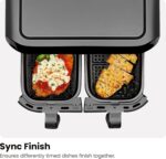 Chefman 6 Quart Dual Basket Air Fryer - Digital Touchscreen, Smart Sync Finish, Hi-Fry, Auto Shutoff, 2 Independent 3QT Nonstick Dishwasher-Safe Frying Baskets - Digital Double Air Fryer - Black - Image 9