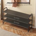 Shoe Rack 3 Tier Long Storage Organizer Wide Metal Shoe Shelf for Closet Entryway Black - Image 4