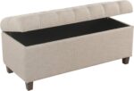 Homepop Home Decor | Tufted Ainsley Button Storage Ottoman Bench with Hinged Lid | Ottoman Bench with Storage for Living Room & Bedroom, Tan - Image 4