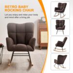 Nursery Rocking Chair, Teddy Fabric Upholstered Glider Rocker with High Backrest, Modern Rocking Accent Chairs Comfy Side Chair for Nursery, Bedroom, Living Room (Brown) - Image 8