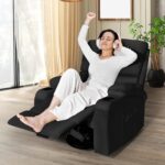 Rocking Recliner Chair, Massage Rocker Recliner Chair with Vibration Massage and Heat, 360° Swivel Faux Leather Chairs, Living Room, Bedroom, Nursery, RV, Black - Image 3