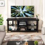GreenForest TV Stand for TV up to 65 inches, Entertainment Center with 6 Storage Cabinet for Living Room, 55 inch Farmhouse Television Stands Console Table, Industrial TV stands for Living Room, Black - Image 3