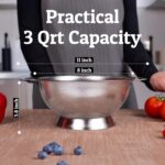 PriorityChef Premium Stainless Steel Colander for Kitchen, Durable Rice and Pasta Strainer with Handle, Rust-Resistant & Dishwasher Safe, 3 Qt - Image 3