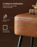 VASAGLE EKHO Collection - Bench for Entryway Bedroom, Synthetic Leather with Stitching, Ottoman Bench with Steel Legs, Living Dining Room, Mid-Century Modern, Loads 660 lb, Caramel Brown ULOM076K01 - Image 6