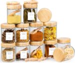 12-pack 10oz Glass Spice Jars with Labels, Spice Containers with 12 Wooden Spoons, Airtight Seasoning Containers with Bamboo Lids - Image 2