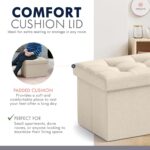 Ornavo Home Small Storage Ottoman Foldable Collapsible Rectangle Linen Ottoman Foot Rest Stool Seat, for Living Room, Bedroom, Home Office, Dorm - 12 x 16 x 12, Beige - Image 7