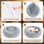 Hoewina Dog & Cat Bed for Indoor Cats, 20in Calming Donut Bed for Puppy and Kitten, Washable Round Fluffy Pet Bed for Small Medium Dogs and Cats (Light Grey) - Image 8