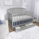 Dream On Me Storybrooke 5 in 1 Convertible Crib with Under Drawer in Pebble Grey, JPMA & Greenguard Gold Certified, Made of Sustainable Pinewood, Non-Toxic Water-Based Paint Finish - Image 8