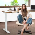 FDW Criss Cross Chair Armless Cross Legged Office Desk Chair Adjustable Swivel Ergonomic Desk Chair No Wheels U Shaped Backrest with Wide Seat Native Sponge Computer Task Vanity Chair for Home Office - Image 3