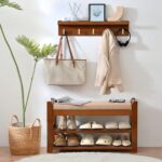 Shoe Rack for Front Door Entrance, 28” Entryway Bench with Coat Rack, Hall Tree Shoe Bench with Storage for Entry, Hallway, Bedroom, Living Room - Image 8