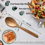 Wood Spoon, Healthy Acacia Wooden Cooking Spoons, Durable Kitchen Serving Spoon Scooper, Non Scratch Wood Ladle Tableware For Cooking, Serving Salad, Stirring Soup, Easy to use - Image 5