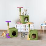 24 Inch Cat Tree Condo for Indoor Cats with Floral Sisal Scratching Post, Plush Hang Ball Play Furniture for Kittens Cats, Pink - Image 8