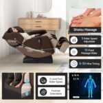 2025 Zero Gravity Massage Chair Full Body, with 6 Auto Modes, Foot Massage, Waist Heating, Bluetooth, Brown - Image 4