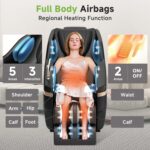 Real Relax 2025 Full Body Massage Chair, Zero Gravity Shiatsu Massage Chair Recliner, Waist and Calf Heating, Foot Massage, Bluetooth, Large Control Screen (Black and Gold) - Image 5