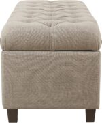 Homepop Home Decor | Tufted Ainsley Button Storage Ottoman Bench with Hinged Lid | Ottoman Bench with Storage for Living Room & Bedroom, Tan - Image 5