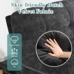 SUNLEI Small Futon Sofa Bed, Folding Futon Bed Sleeper Couch Recliner for Living Room, Convertible Cloud Sofa Couch with Adjustable Backrest for Apartment or Office, Black Velvet - Image 8