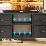 Furologee TV Stand with 4 Drawers, 43 inch Entertainment Center with Open Shelves, Media Center for 50" TV, Television Stand for Bedroom, Living Room/Light Black Oak - Image 7