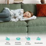 LINSY HOME 123'' Modular Sectional Sofa Green Couch Corduroy Cloud Couches for Living Room, L Shaped Couch with Movable Ottoman, Modern Cloud Sectional Sofas for Bedroom and Apartment, Green - Image 6