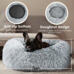 Hoewina Dog & Cat Bed for Indoor Cats, 20in Calming Donut Bed for Puppy and Kitten, Washable Round Fluffy Pet Bed for Small Medium Dogs and Cats (Light Grey) - Image 4