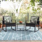 Flamaker 3 Pieces Patio Set Outdoor Wicker Furniture Sets Modern Rattan Chair Conversation Sets with Coffee Table for Yard and Bistro (Black) - Image 6