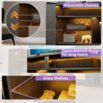 IRONCK Entertainment Center with Storage, 55 Inch Tall TV Stand W/Power Outlet, LED Gaming TV Cabinet for PS4, Black TV Stand with Carbon Fiber - Image 8