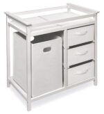 Badger Basket Modern Baby Changing Table - Portable Diaper Station with 3 Drawers Pad & Hamper - Storage Organizer for Baby Clothes, Diapers & Toys - Fresh White/White (34.25 x 20.75 x 34.5) - Image 2