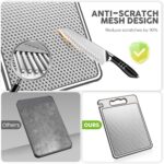 Double Sided 304 Stainless Steel & Wheat Straw Cutting Board, 14.4"*9.8" Non Toxic Chopping Board, Separately Handle Meat and Vegetables, Dishwasher Safe, Scratch Resistant Mesh Design - Image 5