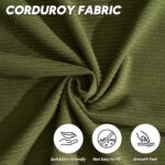 L Shaped Modular Sofa Bed with Cylindrical Pillow & Reversible Chaise, Corduroy Folding Floor Convertible Sofa Couch Bed with Fixed-Shape Frame & Storage Pocket for Living Room, Green - Image 7