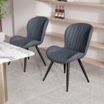 Dining Chairs Set of 2, Modern Dining Room Chairs Comfy Backrest Thick Upholstered Kitchen Chairs 19IN Height with Metal Legs Dark Grey - Image 4