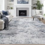 8x10 Area Rugs for Living Room Rug Washable: Abstract Large Rug for Dining Room Bedroom Carpet Non Slip 8 by 10 Indoor Modern Nursery Home Office Blue Grey - Image 2