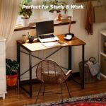 Huuger Folding Desk for Small Spaces, 31.5 Inch Foldable Computer Table, for Home Office, Study, Bedroom, Dorm, Space Saving, Small Writing Work Office Computer Desk, Easy to Fold, Rustic Brown - Image 9
