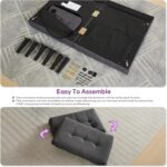 TYBOATLE 65“ Convertible Futon Sofa Bed w/ 2 USB, Upholstered Tufted Small Adjustable Folding Couch Loveseat, Modern Mid Century Sleeper Sofa for Living Room, Bedroom, Apartment, Office (Dark Grey) - Image 9