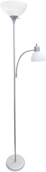 Simple Designs LF2000-SLV Mother-Daughter Floor Lamp with Reading Light, Silver - Image 2