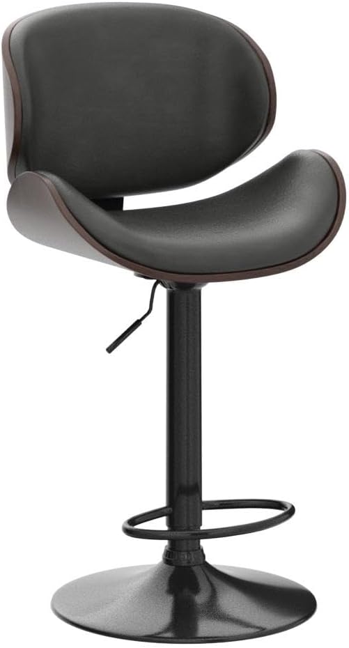 412VpP8pNgL._AC_SL1230_.jpg Bar Stools Set of 4, Adjustable Swivel Bar Stools Mid-Century Modern PU Leather Counter Height Bar Stool for Kitchen Island Bar Chairs with Back (Black) - Image 6