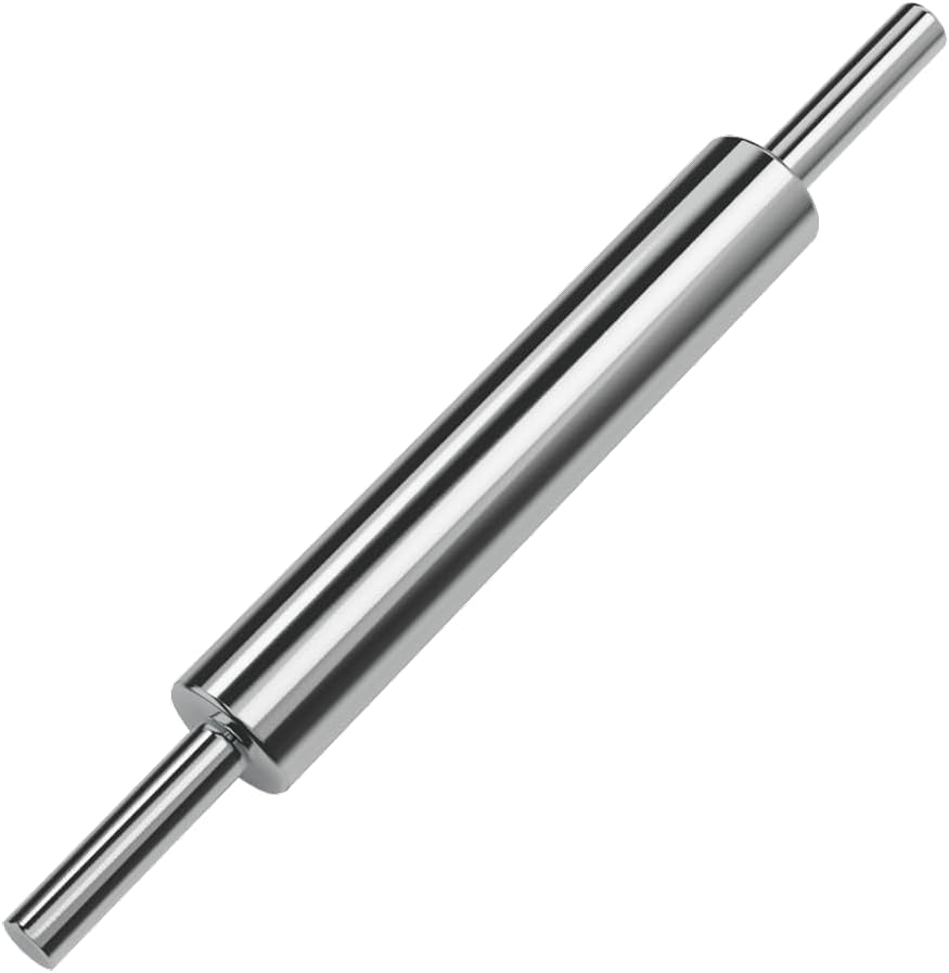 418VPFa3njL._AC_SL1200_.jpg Rolling Pin (17 Inches) –304 Stainless Steel Roll Pins for Baking Pizza Dough Pie Cookie-Dough Roller& Smooth Construction - Essential Kitchen Utensil - Image 2