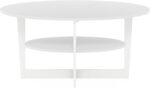 Furinno Jaya Oval Coffee Table, 35.43 (W) x 16.49 (H) x 19.69 (D) inches, White - Image 8