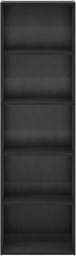 Furinno LUDER Book Shelf, 5-Tier Bookshelf, Bookcase, 9.4" x 15.8" x 52", for Living Room, Bedroom, Home Office, Blackwood - Image 7