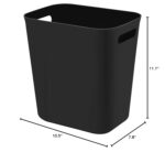 UUJOLY Plastic Small Trash Can Wastebasket, Garbage Container Basket for Bathrooms, Laundry Room, Kitchens, Offices, Kids Rooms, Dorms, 3.5 Gallon, Black - Image 8