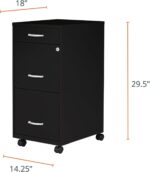 LYS SOHO Box/File/File 3-Drawer Mobile File Cabinet, Black - Image 3