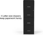 STAPLES 4-Drawer Vertical File Cabinet, Letter Size Documents, Lockable, 18.9" D x 14.3" W x 45.8" H, Black - Image 5