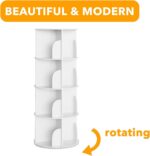 SpaceAid 4 Tier Rotating Bookshelf Tower, Spinning Bookcase Lazy Susan, Revolving 360 Book Shelf Storage Round Carousel, Vertical Rotate Turning Spiral Corner Organizer, White - Image 8